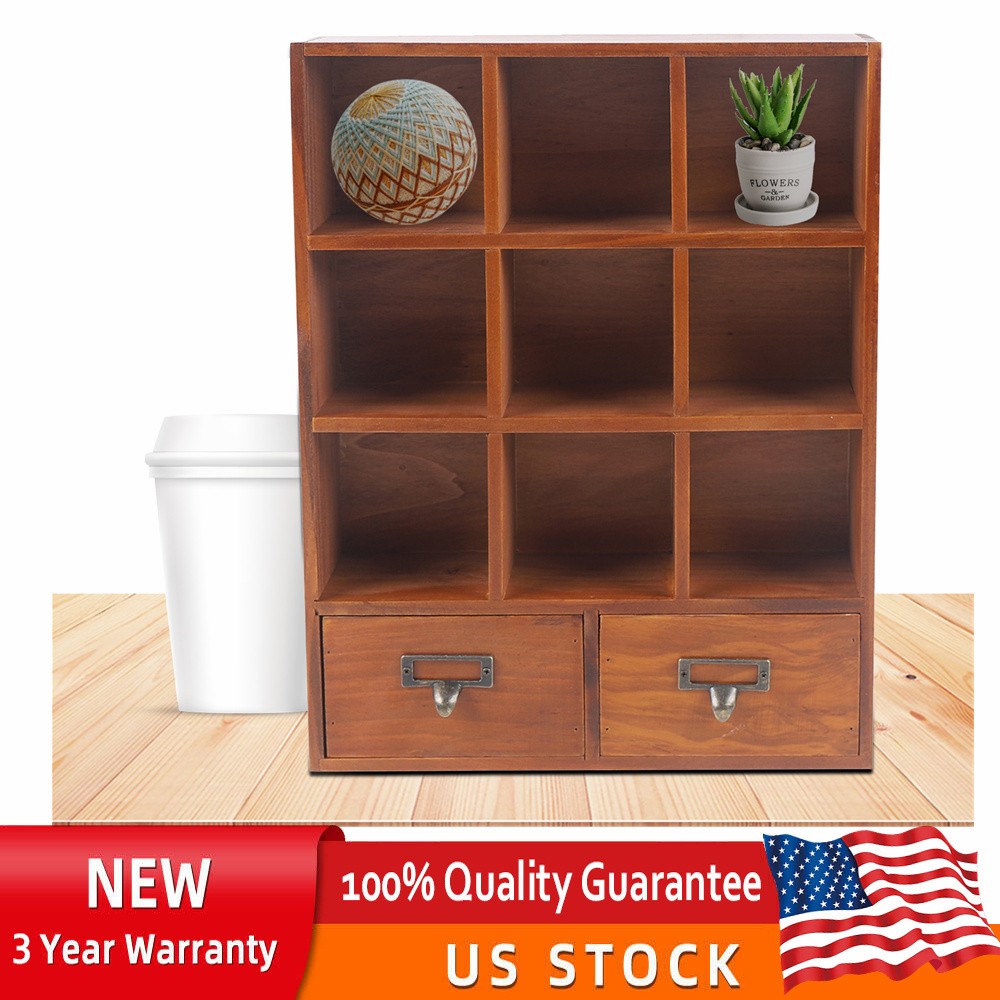 Mini 9-Cube Wooden Storage Shelf Organizer Cabinet