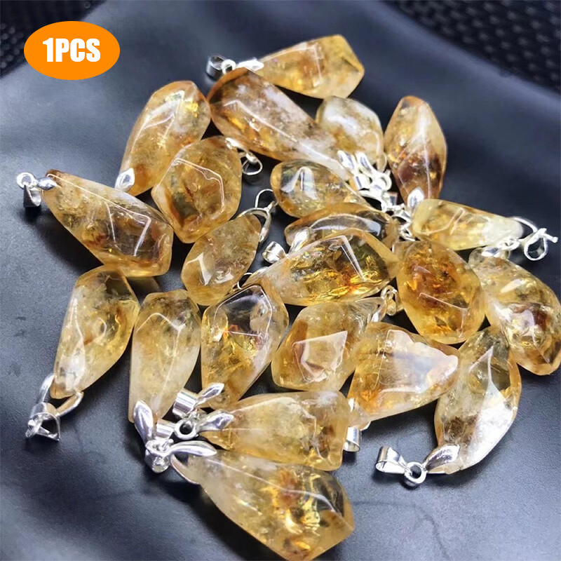 Natural Brazil Citrine Healing Crystal Pendant DIY Jewelry Stone