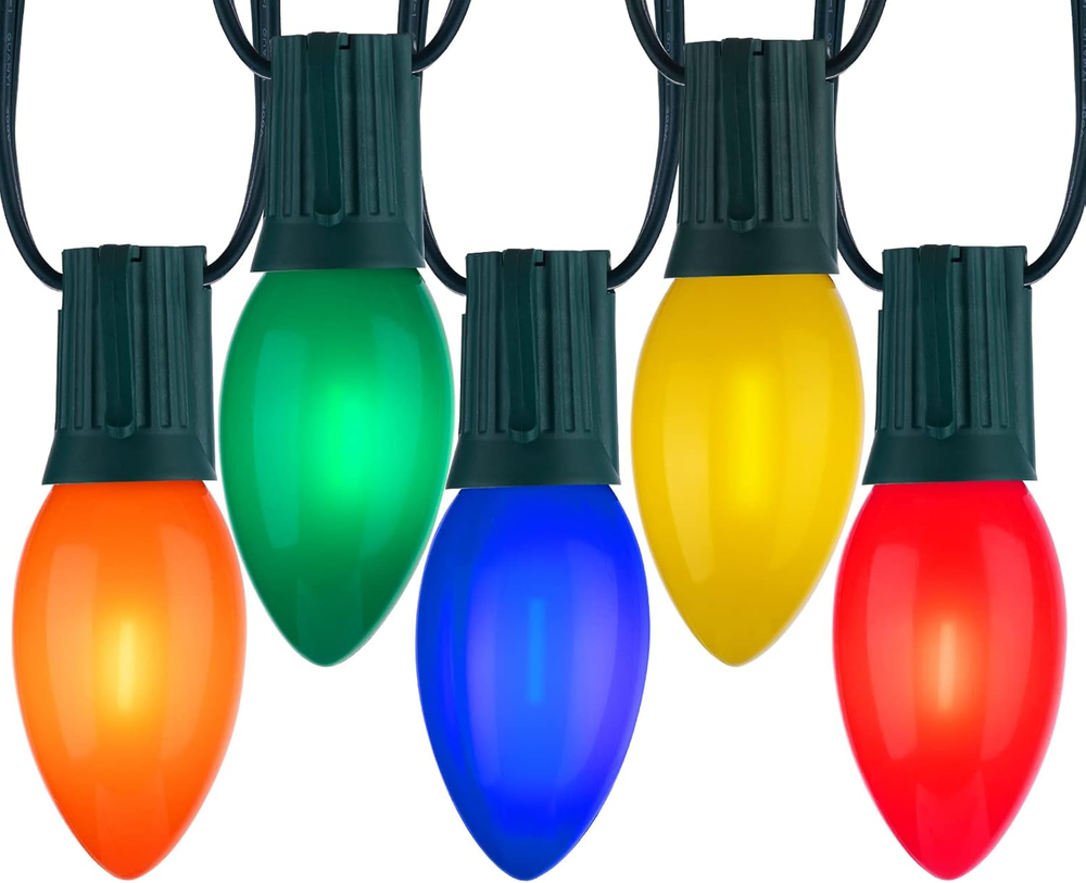 Vintage C9 LED Christmas Lights Outdoor, 100 Feet C9 String Lights with 100 Shat