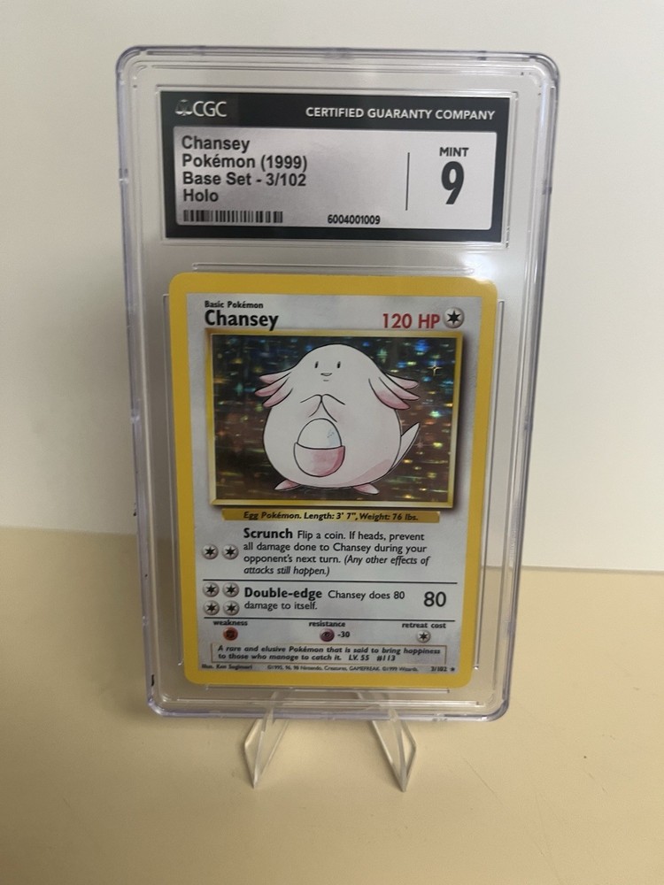 Pokémon TCG Chansey Base Set Holo Unlimited Rare Card 3/102 1999 Vintage