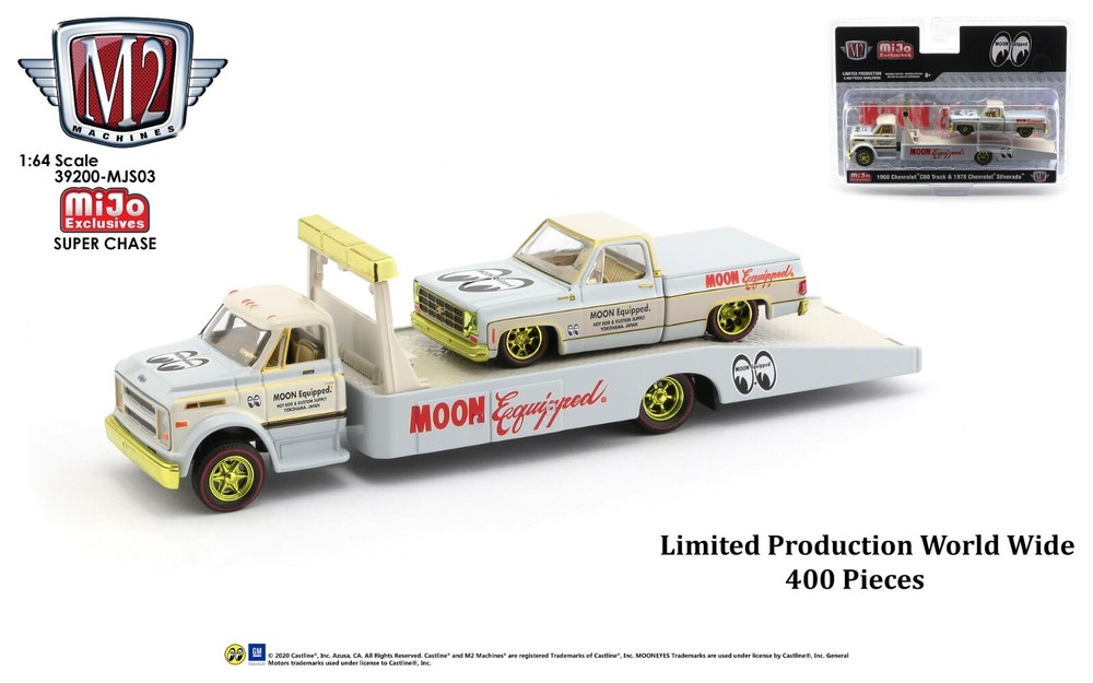 M2 Machine 1:64 Auto Hauler 1968 Chevy C60 1978 Chevy Silverado Mooneyes CHASE