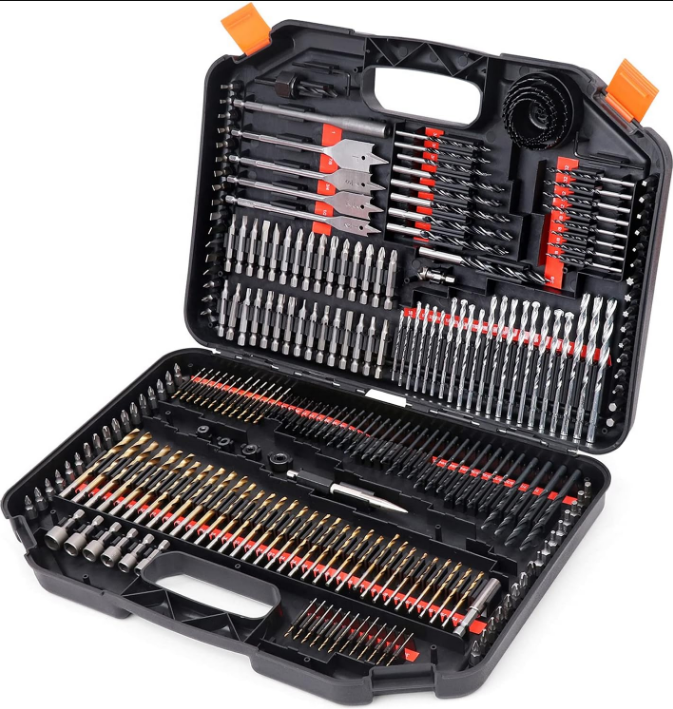 New 246 Piece Drill Bit Kit Wood Metal Cement Screw Driving
