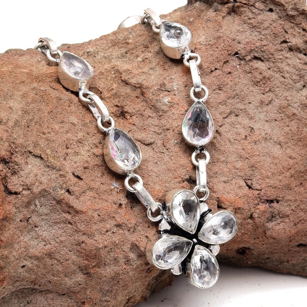 White Topaz Handmade Mother's Day Jewelry Necklace 20 Inches