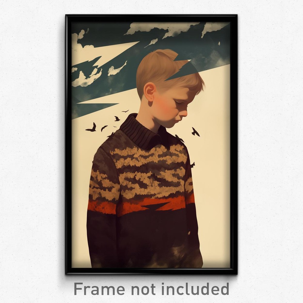 Icelandic Film Poster - Boy in Mysterious Brown Cardigan Embracing Self-Care