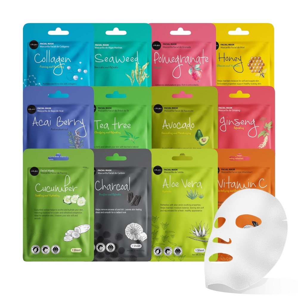 Celavi Essence Facial Sheet Mask Set Authentic Korean Skincare Variety Pack