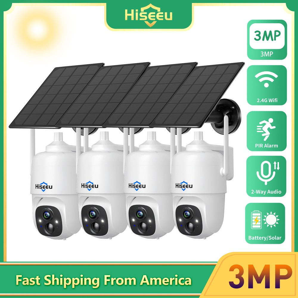 1-4PCS Solar Battery Powered Wireless WiFi Outdoor Pan/Tilt Home Security Camera