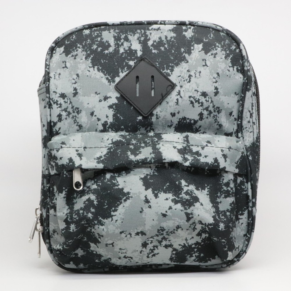 Camo Distress Lunch Bag Tote in Grey Black Camouflage by Accessory Innovations