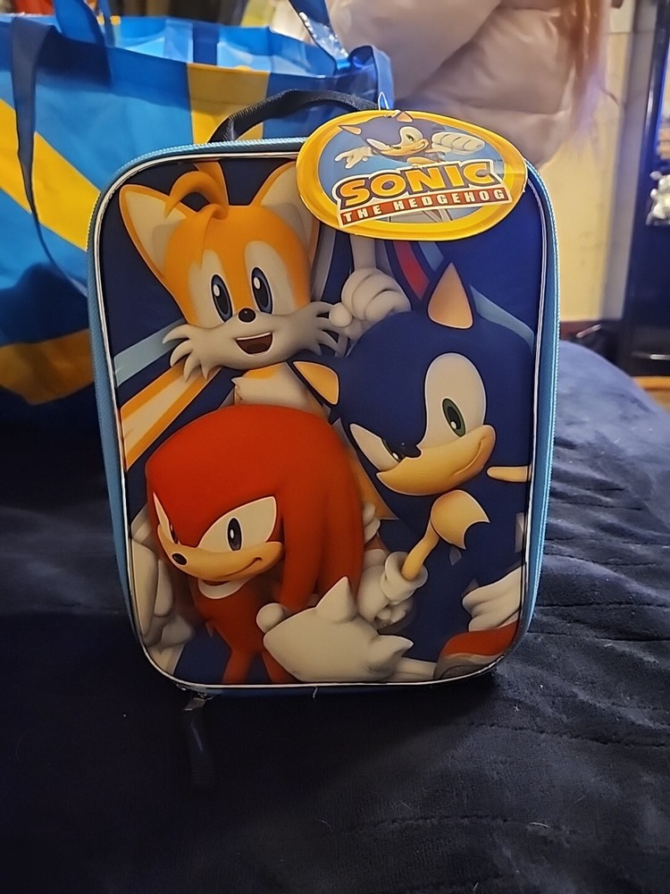 (NEW) Sonic The Hedgehog - Kids Reusable Lunch Bag w/ Water Bottle Pocket