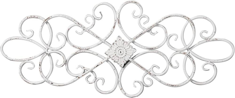 White Flower Scroll Metal Wall Art Decor 32