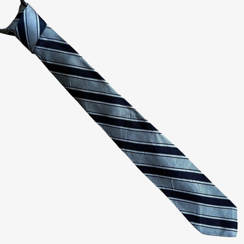 Vintage 80s Givenchy Gentlemen Paris Grey Striped Silk Tie, 90s Retro Preppy