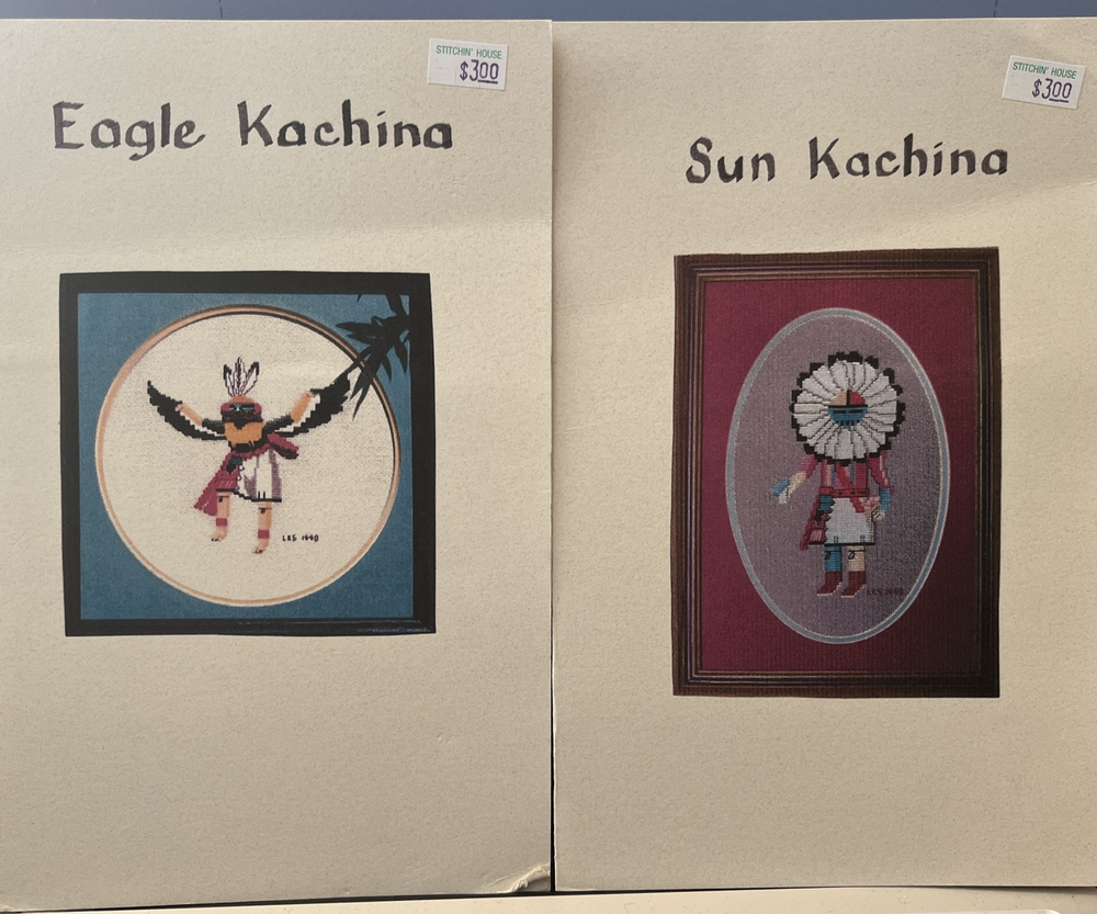Native Cross Stitch Patterns Pair -Eagle Kachina and Sun Kachina
