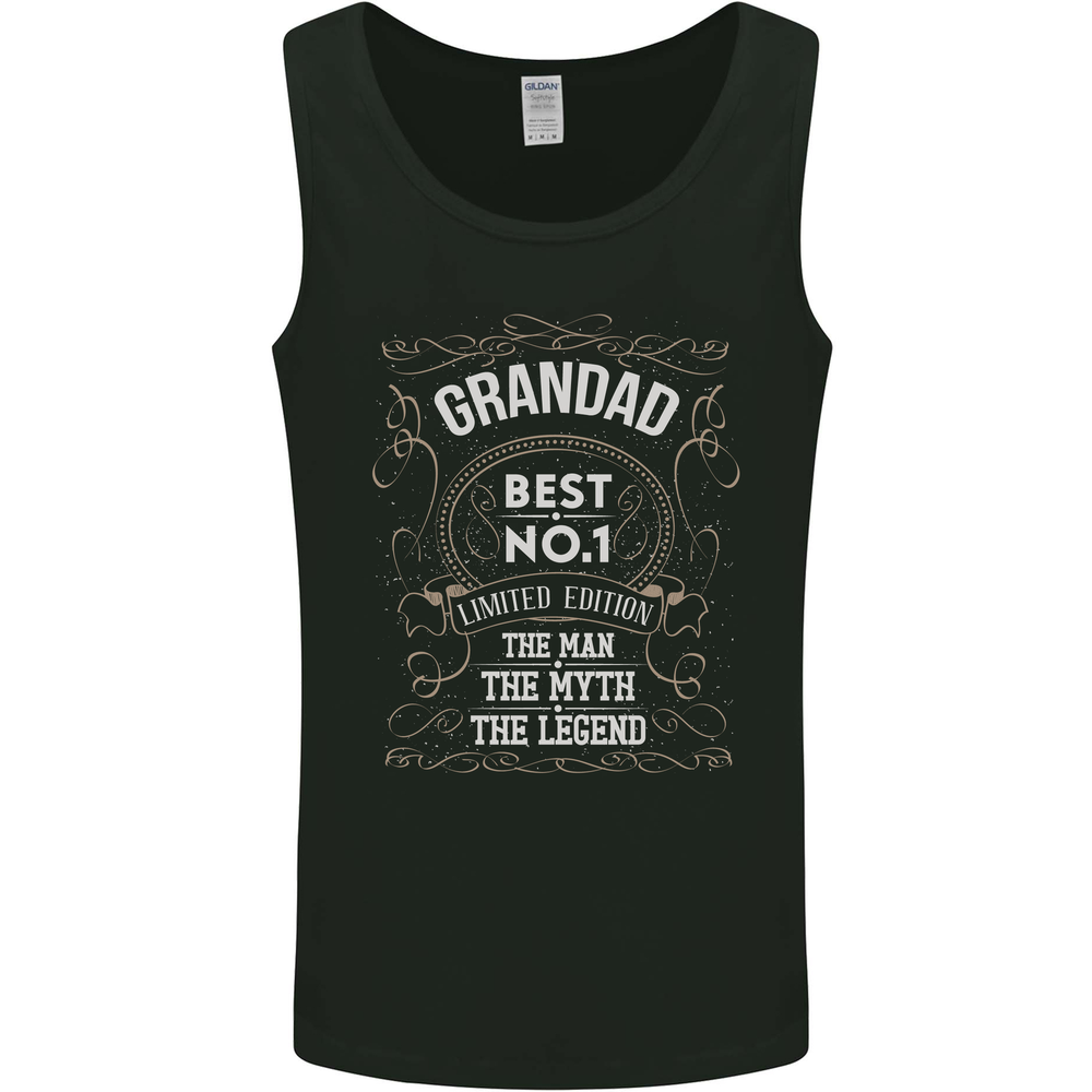 Fathers Day No 1 Grandad Man Myth Legend Mens Vest Tank Top