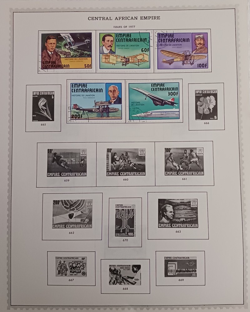 CENTRAL AFRICA EMPIRE - LOTS OF STAMPS ON ALBUM PAGES - MH & USED  - #326