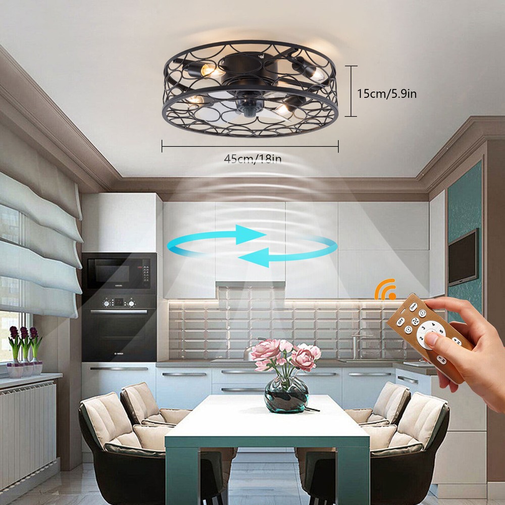 Modern Ceiling Fan Chandelier with Remote 6 Speed Adjustable Lighting Fixture