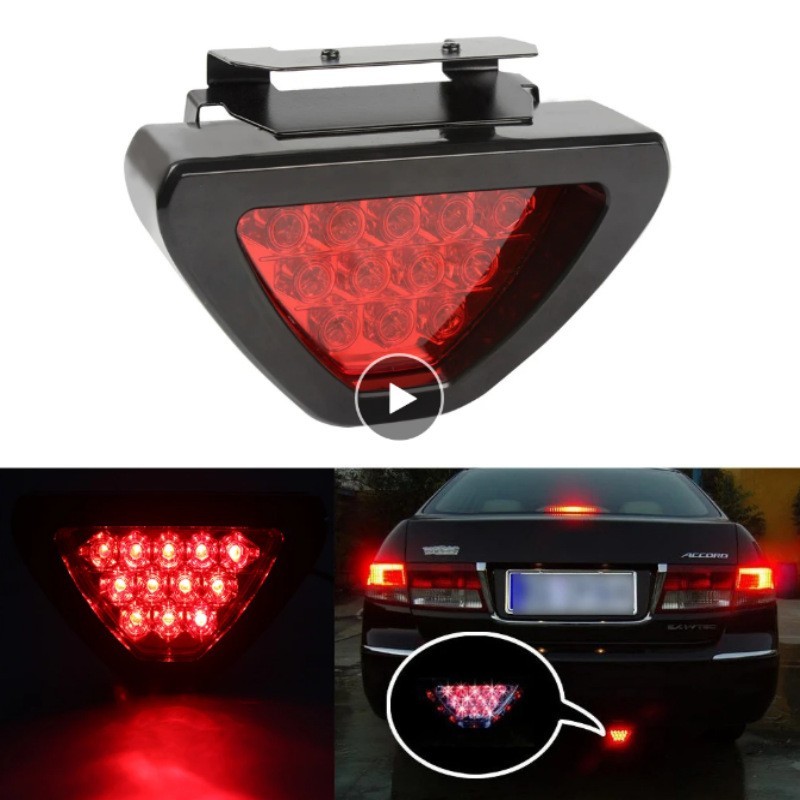 F1‑Style Triangle 12‑LED Rear Brake Light – Universal Red Sport Lens