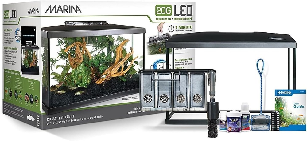 20 Gallon Marina Aquarium Kit with LED Lighting for Fish