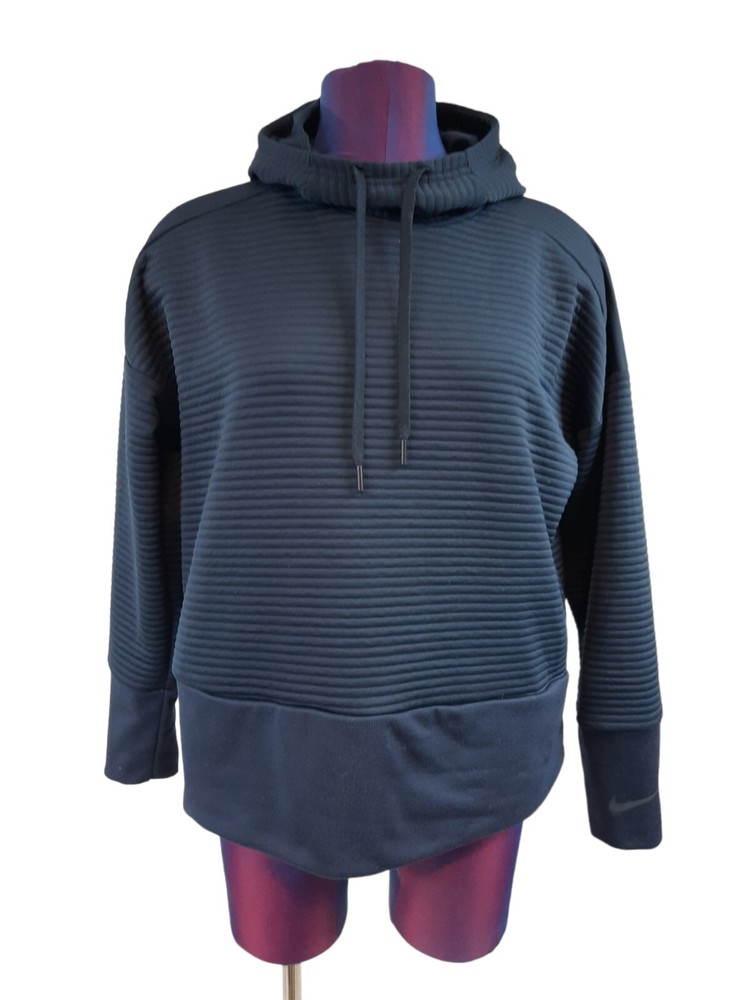 Nike Dri-Fit Navy Ribbed Cowl Neck Hoodie Sweatshirt Size Small Women's