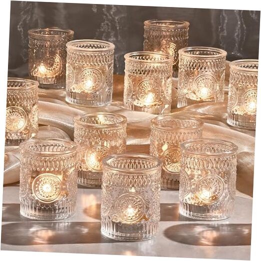 30 Pack Clear Glass Votive Tealight Candle Holders Bulk Vintage Style