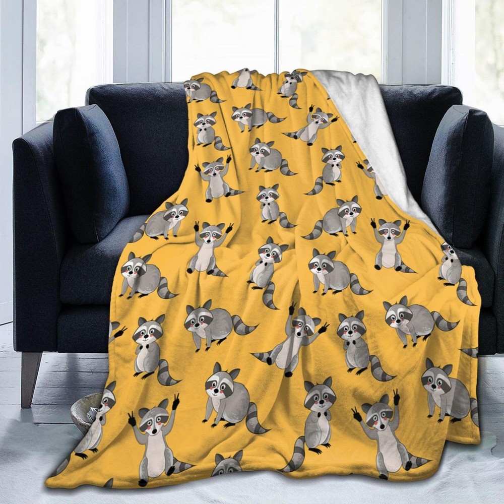 Raccoon Blanket Throw Blanket Raccoon Gift for Women Men Soft Animal Flannel ...