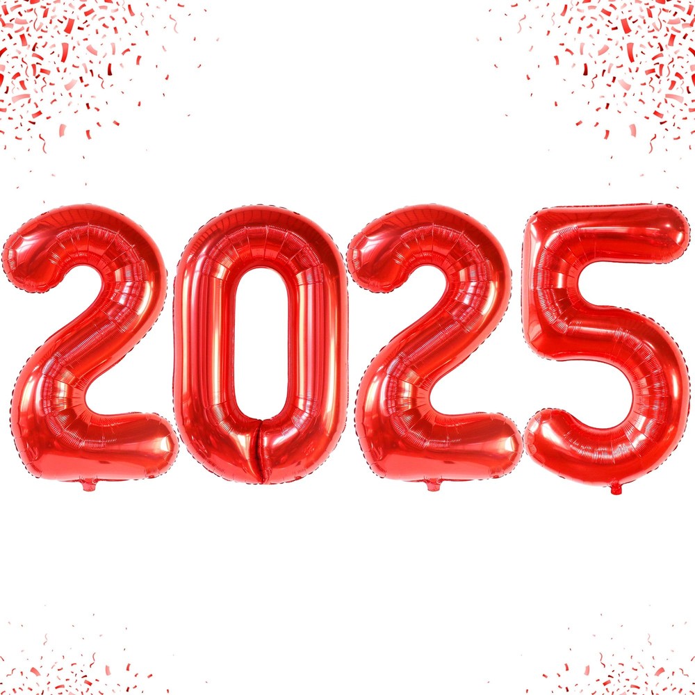 KatchOn Giant Red 2025 Balloon Numbers - 42 Inch New Years Balloons | 2025 Ba...