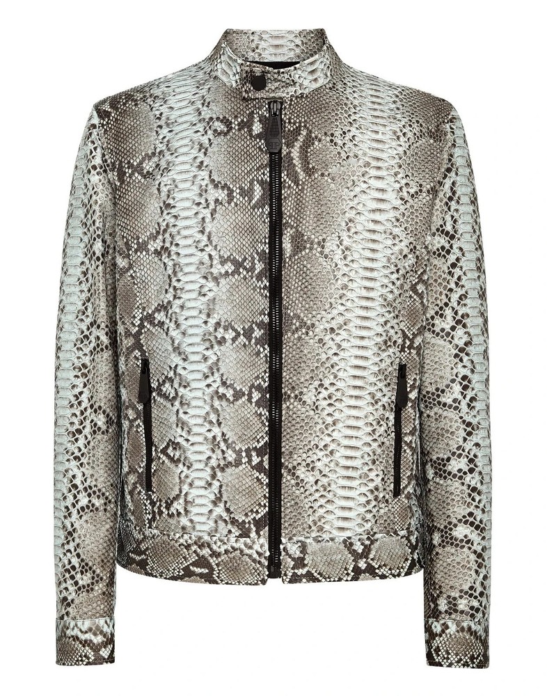 Snakeskin Leather Bomber Jacket for Men - ViperX PXJ 1000 Python Skin Jacket