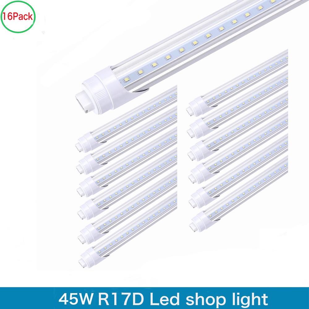 16Pack 8 Foot Led Shop Lights 45W HO T8 Rotatable Base 8FT R17D Led Tube Light