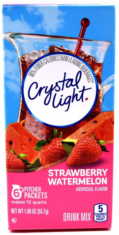 4 12-Quart Boxes Crystal Light Strawberry Watermelon Drink Mix