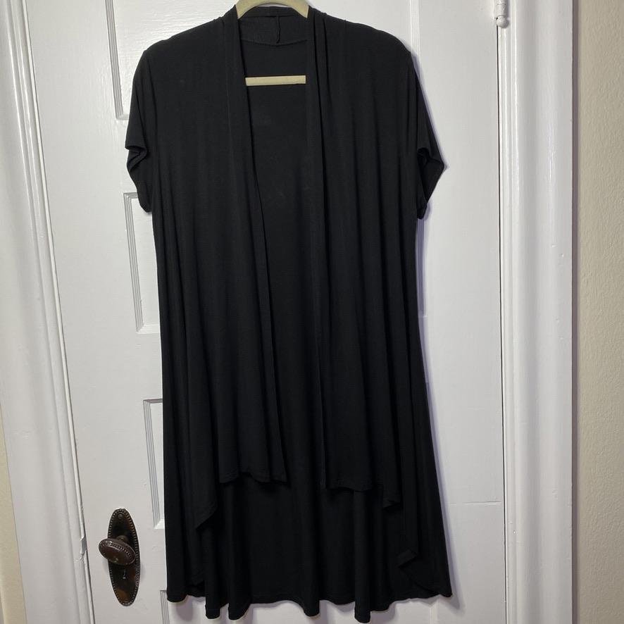 Chic Black Open Front Long Duster Cardigan Y2K Lagenlook Goth Rock Whimsigoth