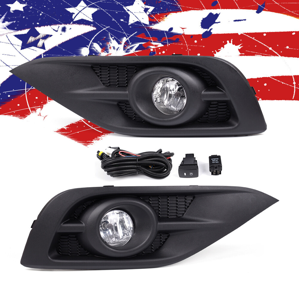 Fit For 12-14 HONDA CRV Fog Light Bumper Lamps w/Switch + Harness + Bezel Clear