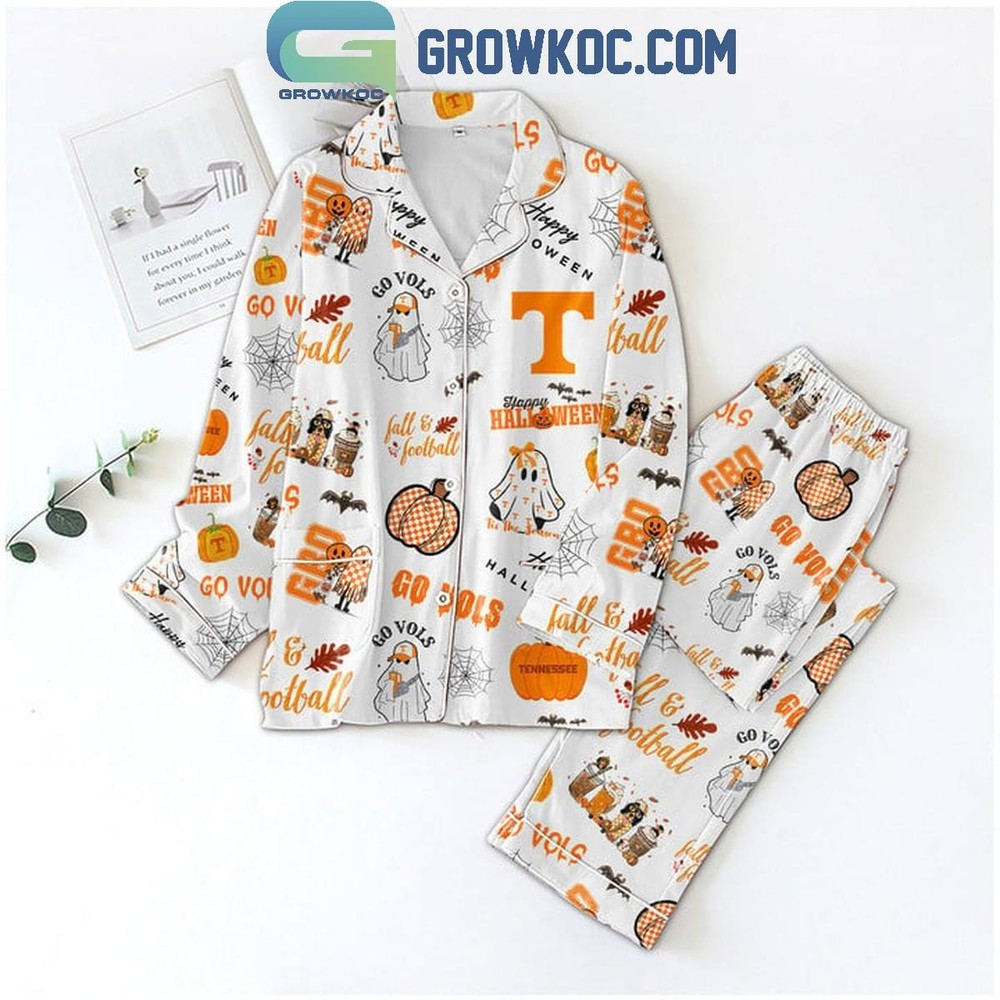 Tennessee Volunteers Fall And Football Polyester Pajamas Set