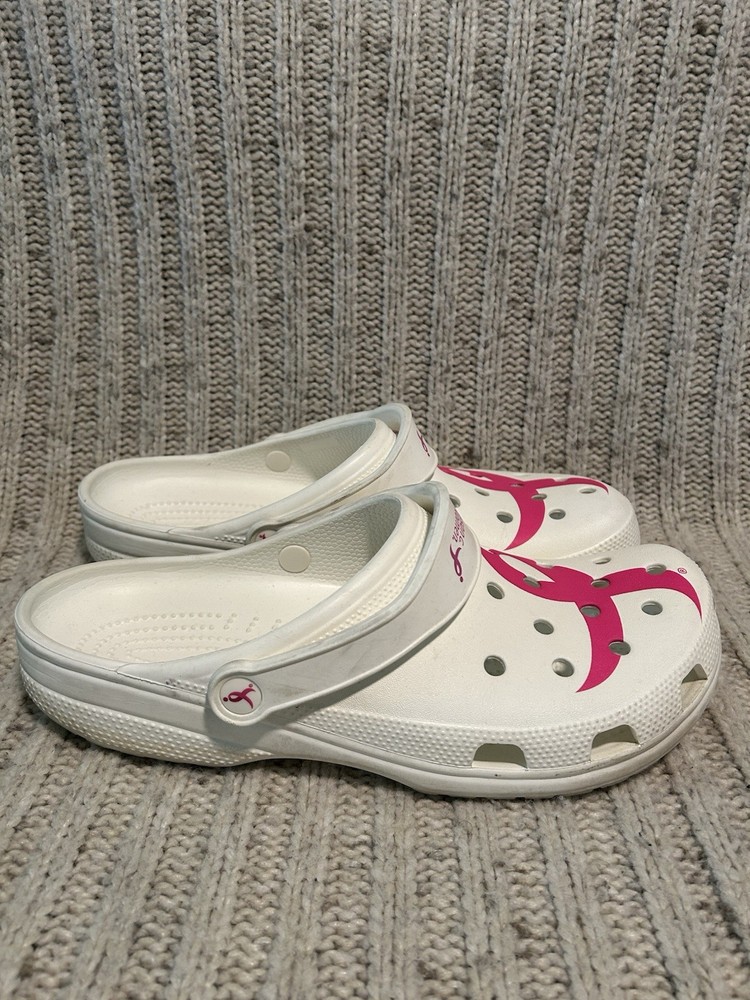 Susan G Komen Pink Ribbon Crocs Clog for Men Size 13 - Breast Cancer Awareness