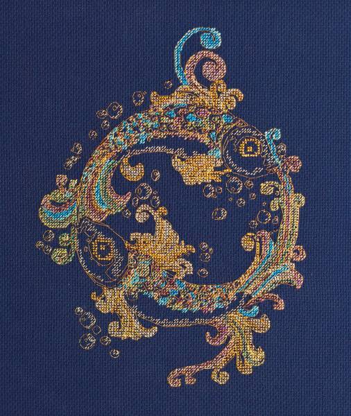 Cross stitch kit - Goldfish 19x25cm Blue Aida 14ct needlepoint kit