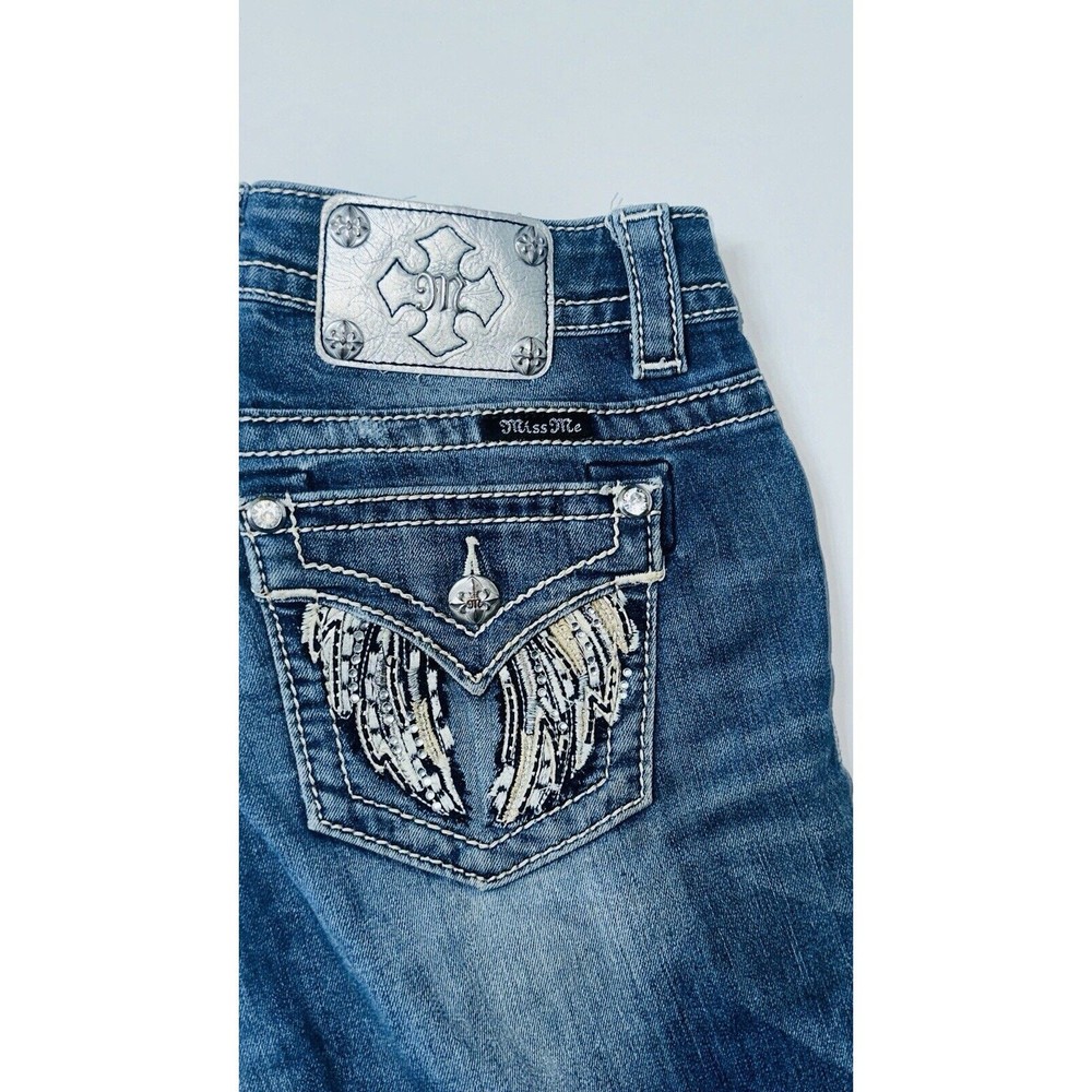 Miss Me Bootcut Silver Angel Rhinestone Wing Women's Jeans Size 27