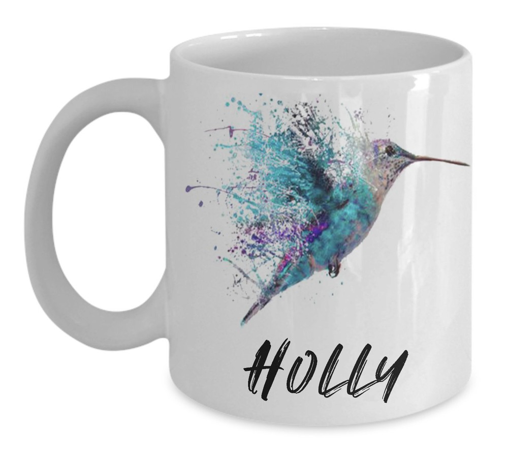 Hummingbird Gift Personalized Name Coffee Mug Hummingbird Art Bird Lover Bird
