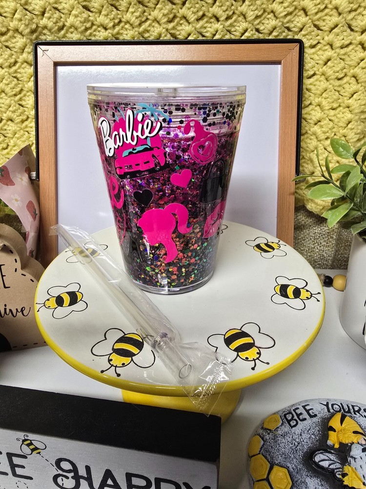 Barbie Snow Globe Tumbler for Kids 16oz with Glitter & Fun Design
