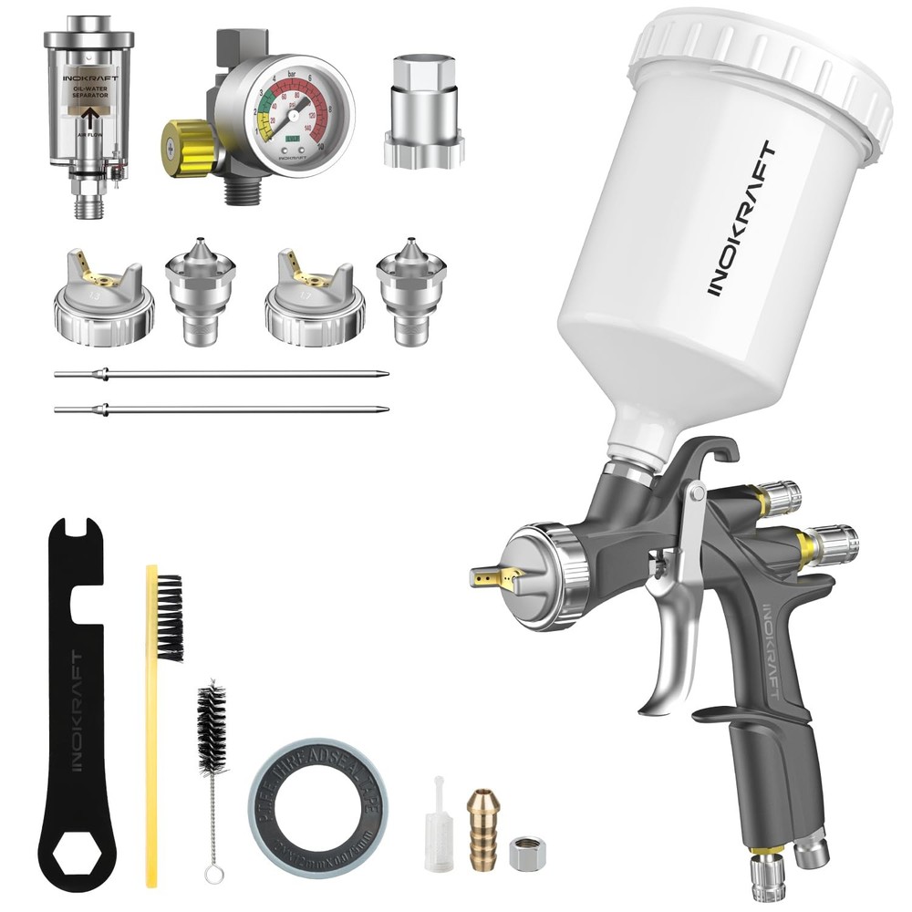 Inokraft D1 LVLP Air Spray Gun Premium Kit Easy to Use Paint Gun for Cars & Hous