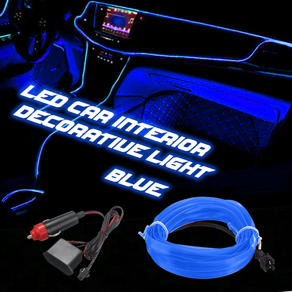 Blue LED Decorative Interior Car Atmosphere Wire Light Strip Lamp Accessories 2m