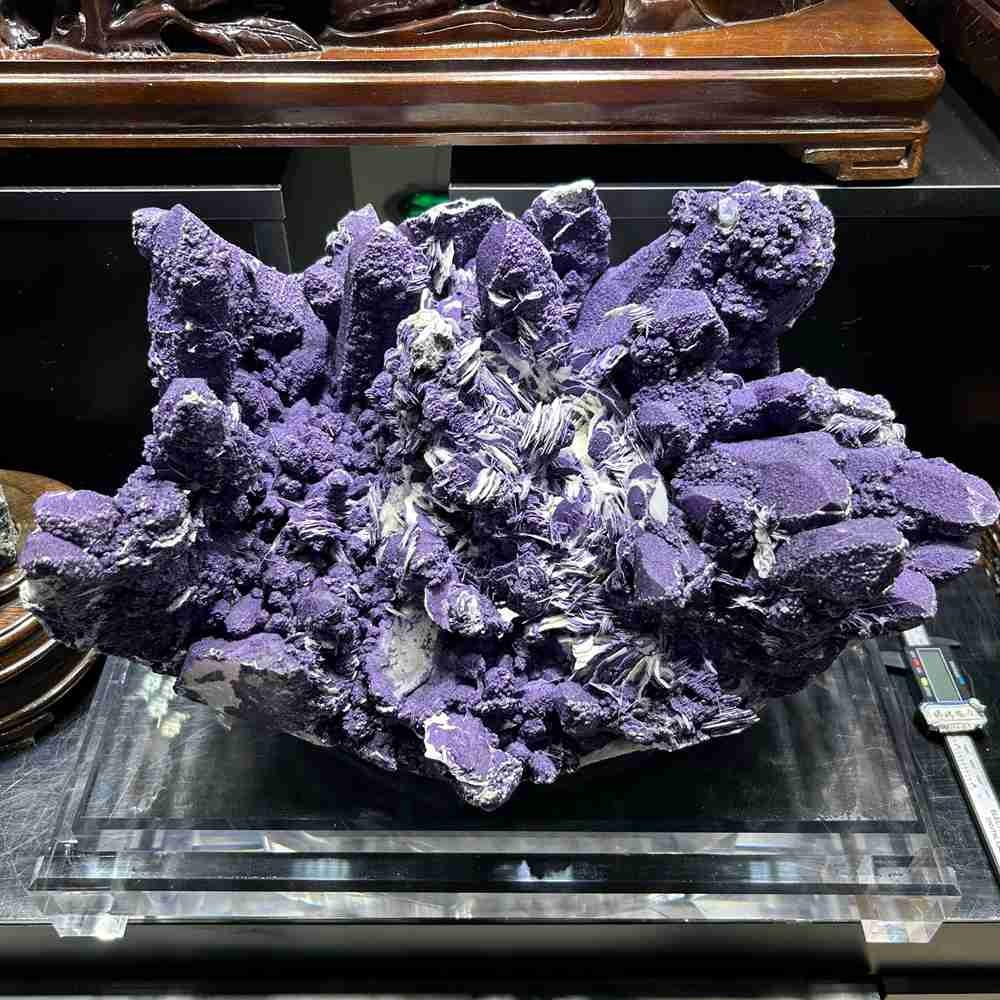 88LB Top Natural Purple Fluorite + Calcite Quartz Cluster Crystal Vug Collect