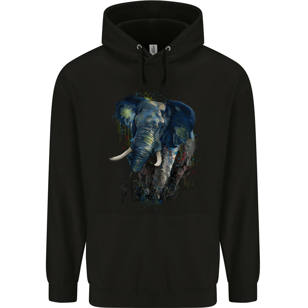 A Big Elephant Watercolour Mens 80% Cotton Hoodie