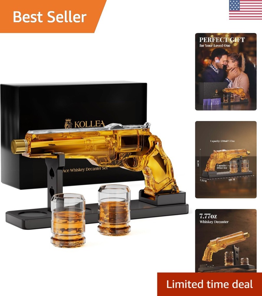 Whiskey Decanter Gift Set with Unique Gun Design for Men - Ideal for Any Occasion