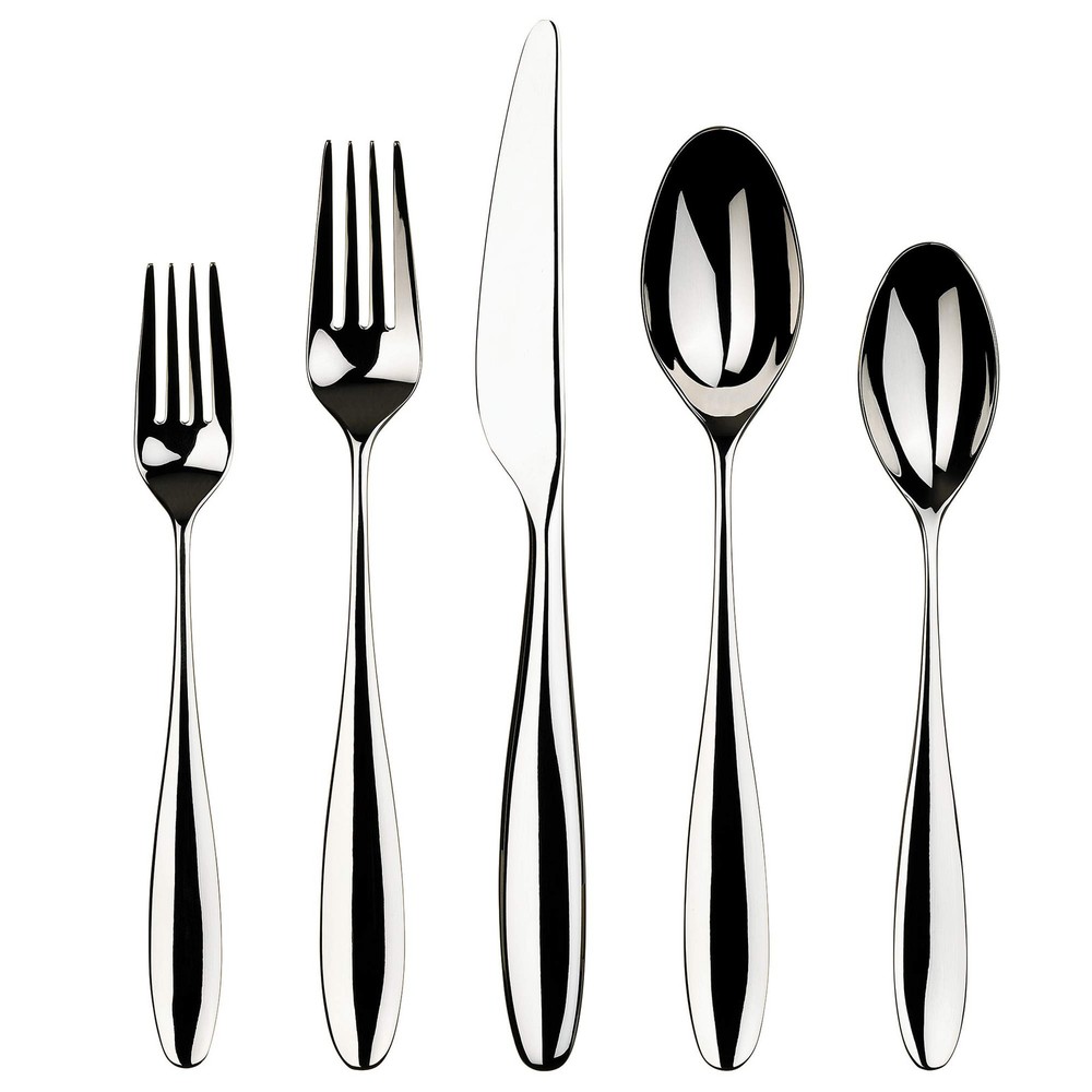 20-Piece Silverware Willow Collection Polished Stainless Steel Flatware Sets-...