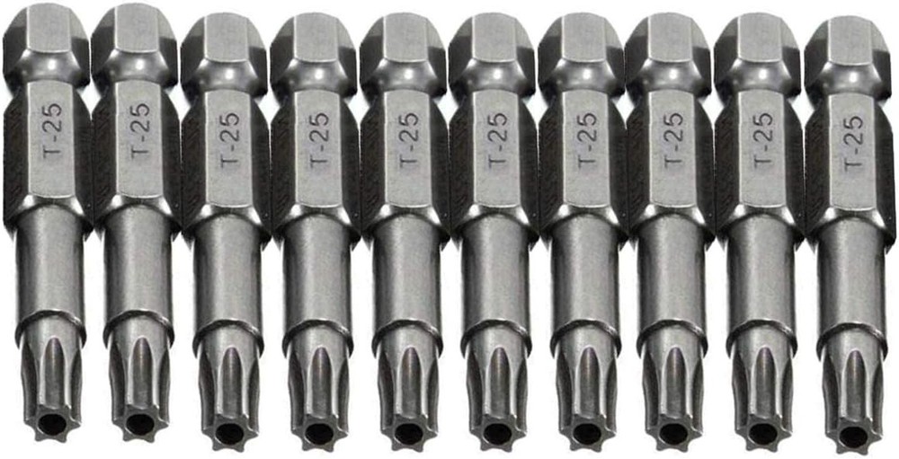 10-Piece 50mm T25 Torx Magnetic Screwdriver Set 1/4 Inch Hex Shank