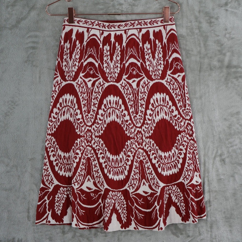 Peruvian Connection Knit Midi Skirt Women M Red Boho Bohemian Casual Comfortable