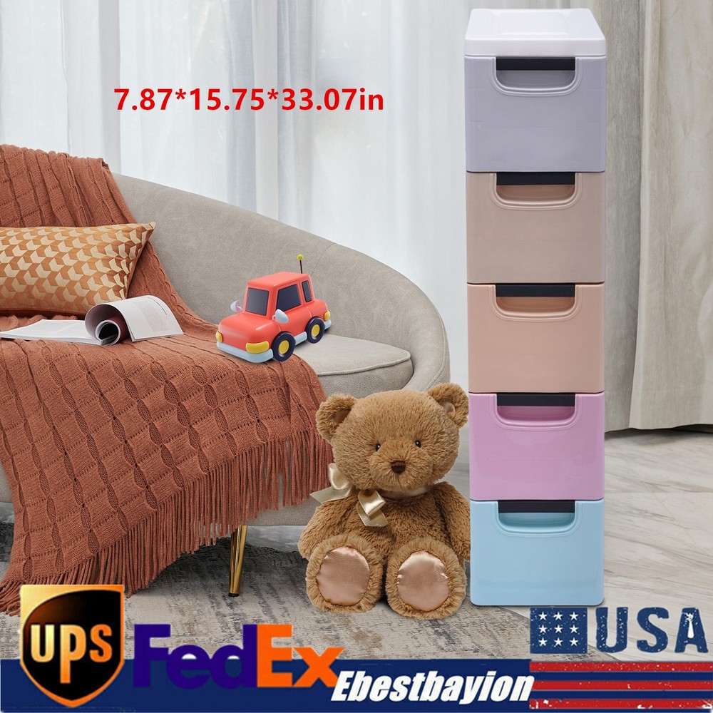 Stackable Heavy Duty 5-Drawer Plastic Clothes Storage Cabinet