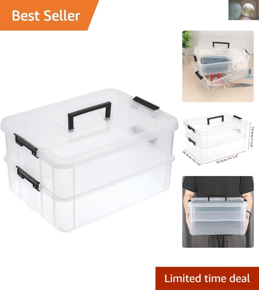 Durable Stackable Black Storage Box for Crafts Jewelry Office Supplies
