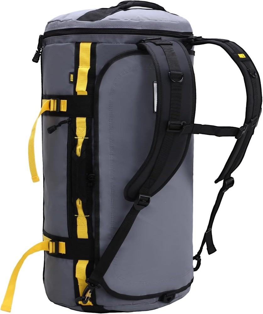 Large Duffel Backpack Sports Gym Bag with Shoe Compartment, Heavy Duty Gray, 60L