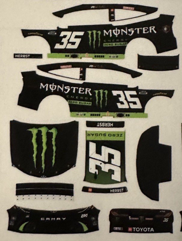 Custom 2025 Riley Herbst #35 Zero Sugar 1/64 NASCAR Peel & Stick Decals