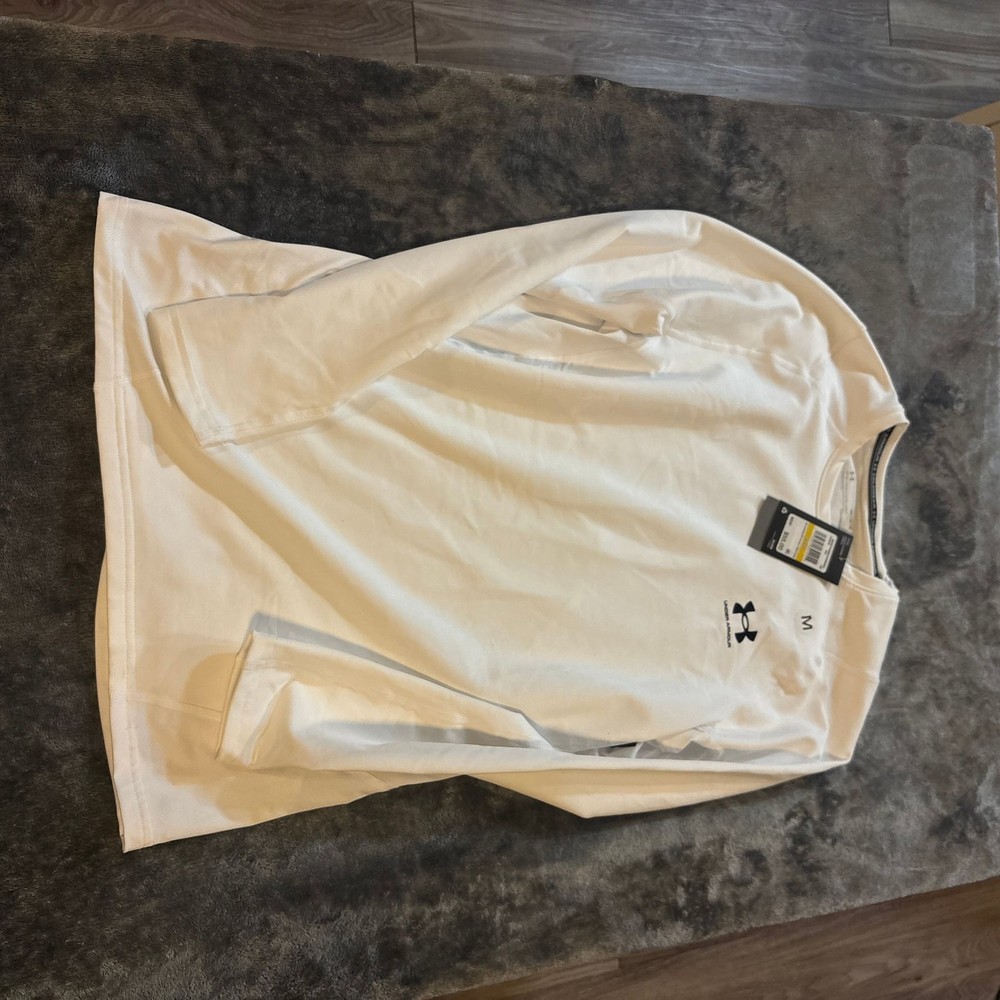 Under Armour Men's ColdGear Armour Fitted Crew Long Sleeve Shirt White