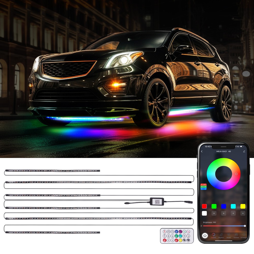 6PCS RGB Dream Color Underglow LED Neon Kit Light Strip Bluetooth For Car Truck