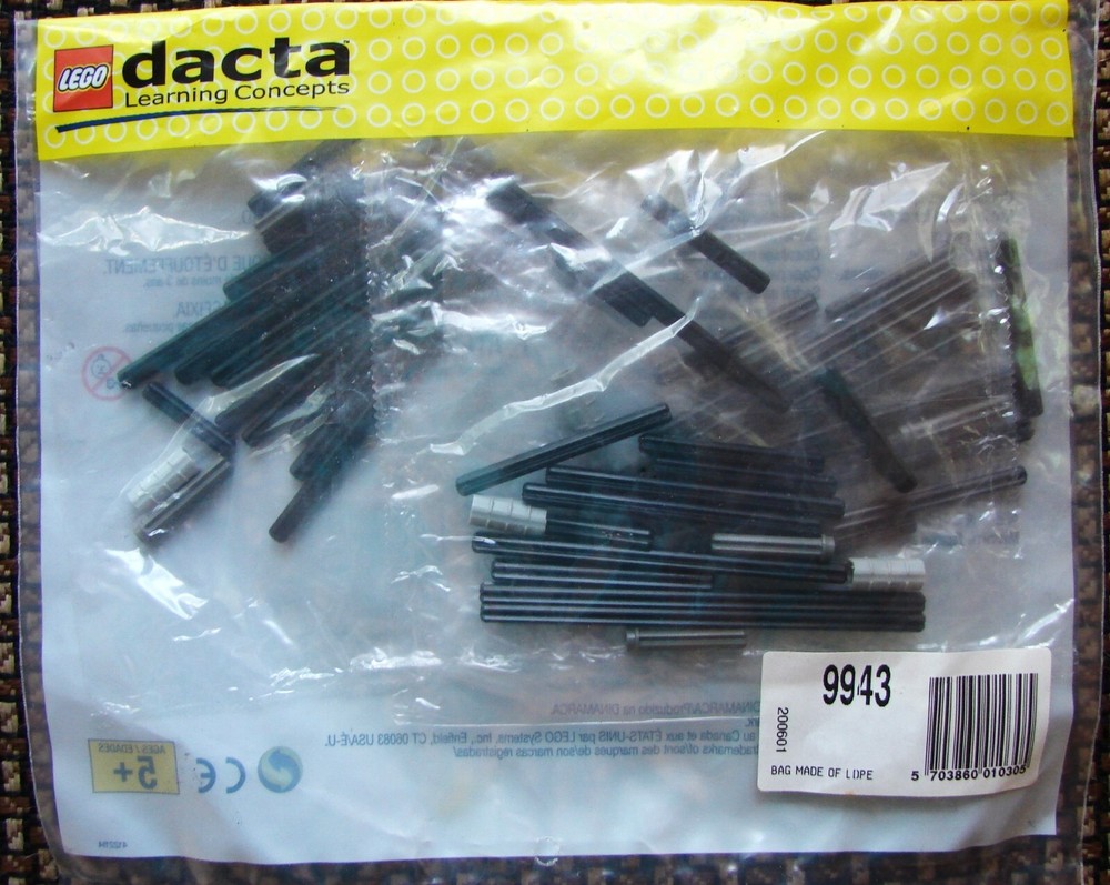 LEGO dacta Learning Concept Set 9943 Axles $ Extenders Technic 54 pcs New Sealed